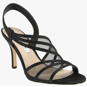 Nina Black Mesh Strappy Heels